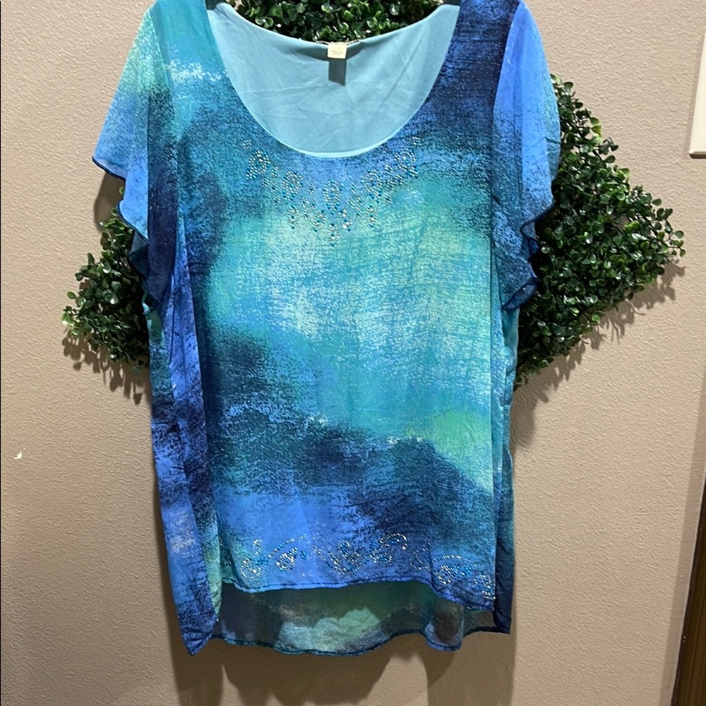 Energie Blue Graphic Blouse with Relaxed Fit